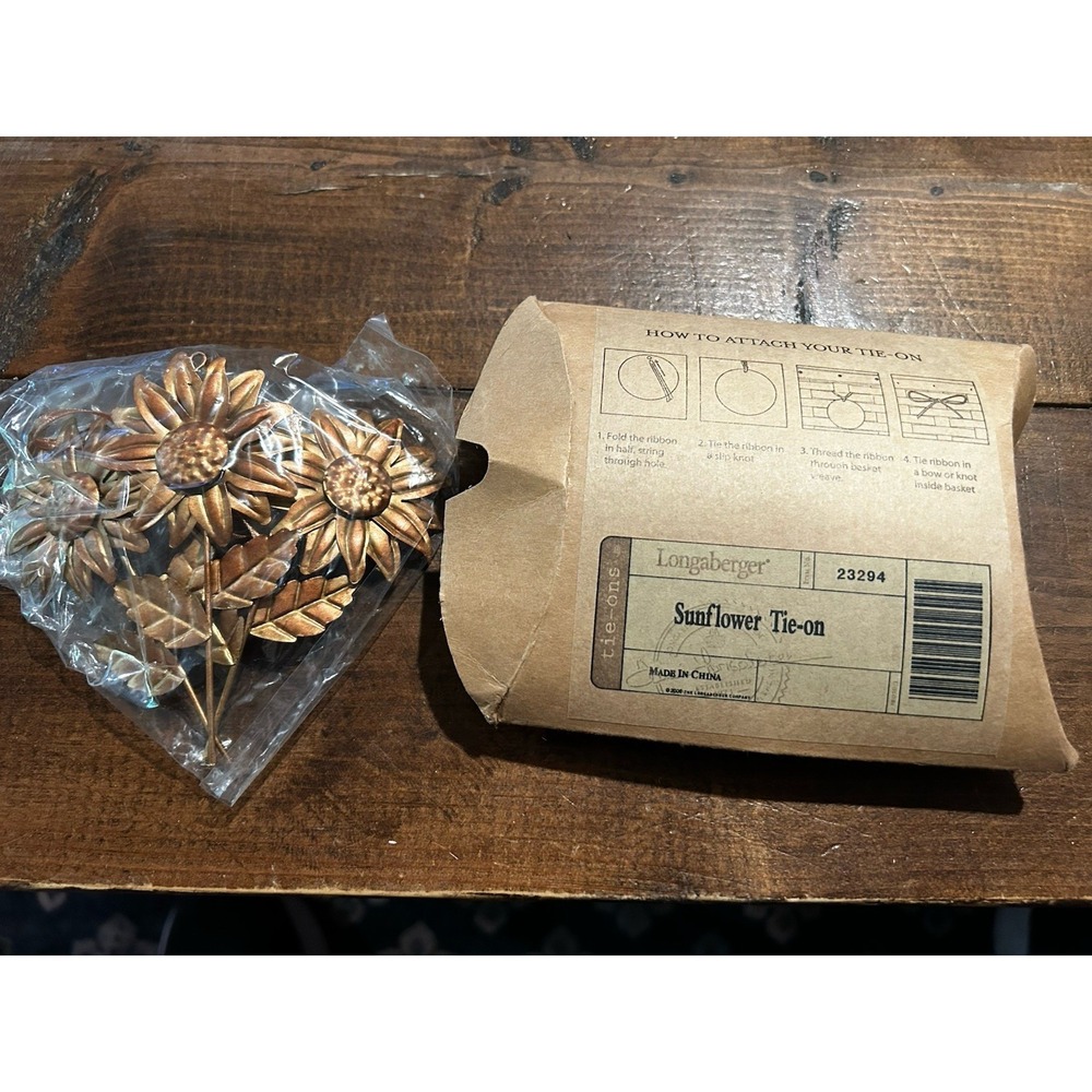 Longaberger Sunflower Tie-on Basket Accessory 2006 Metal Copper Bronze 23294 NEW